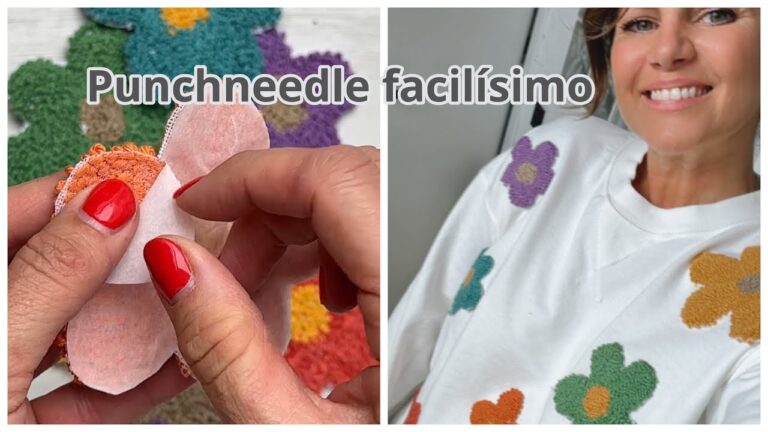 Guía de hilos y agujas para bordado en punto de camiseta